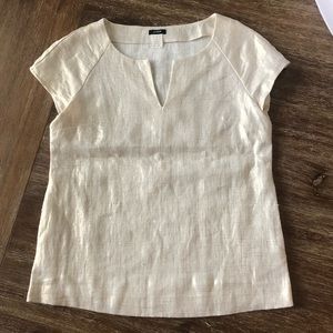 J.Crew sz 0 cream gold linen top